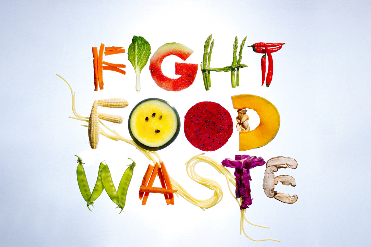 Various Vegetables Forming Fight Food Waste Slogan